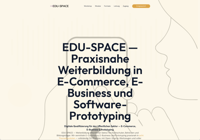 Screenshot of the edu-space.de homepage
